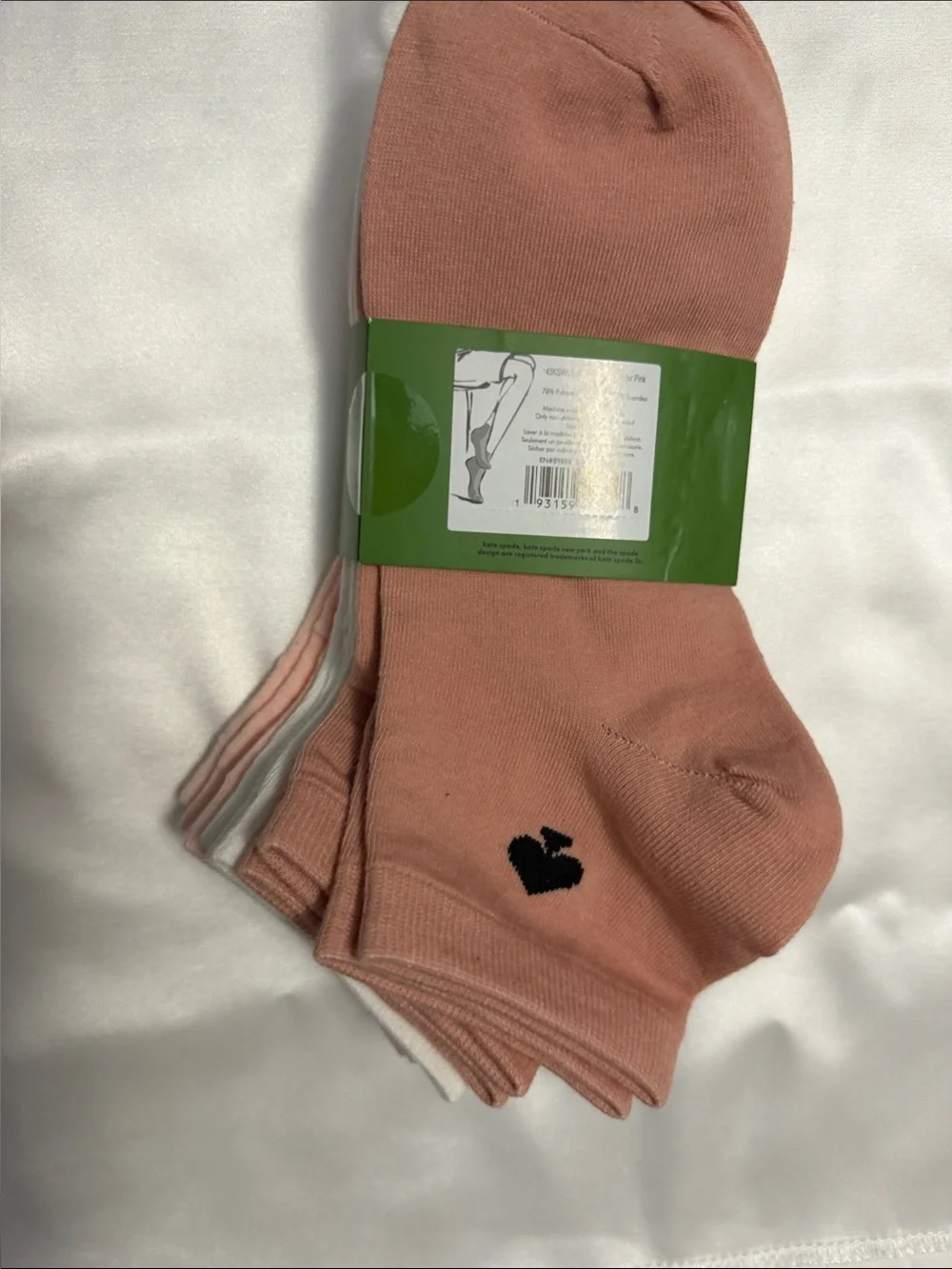 kate spade Light Pink Quarter Athletic Socks with Black Spade Accent